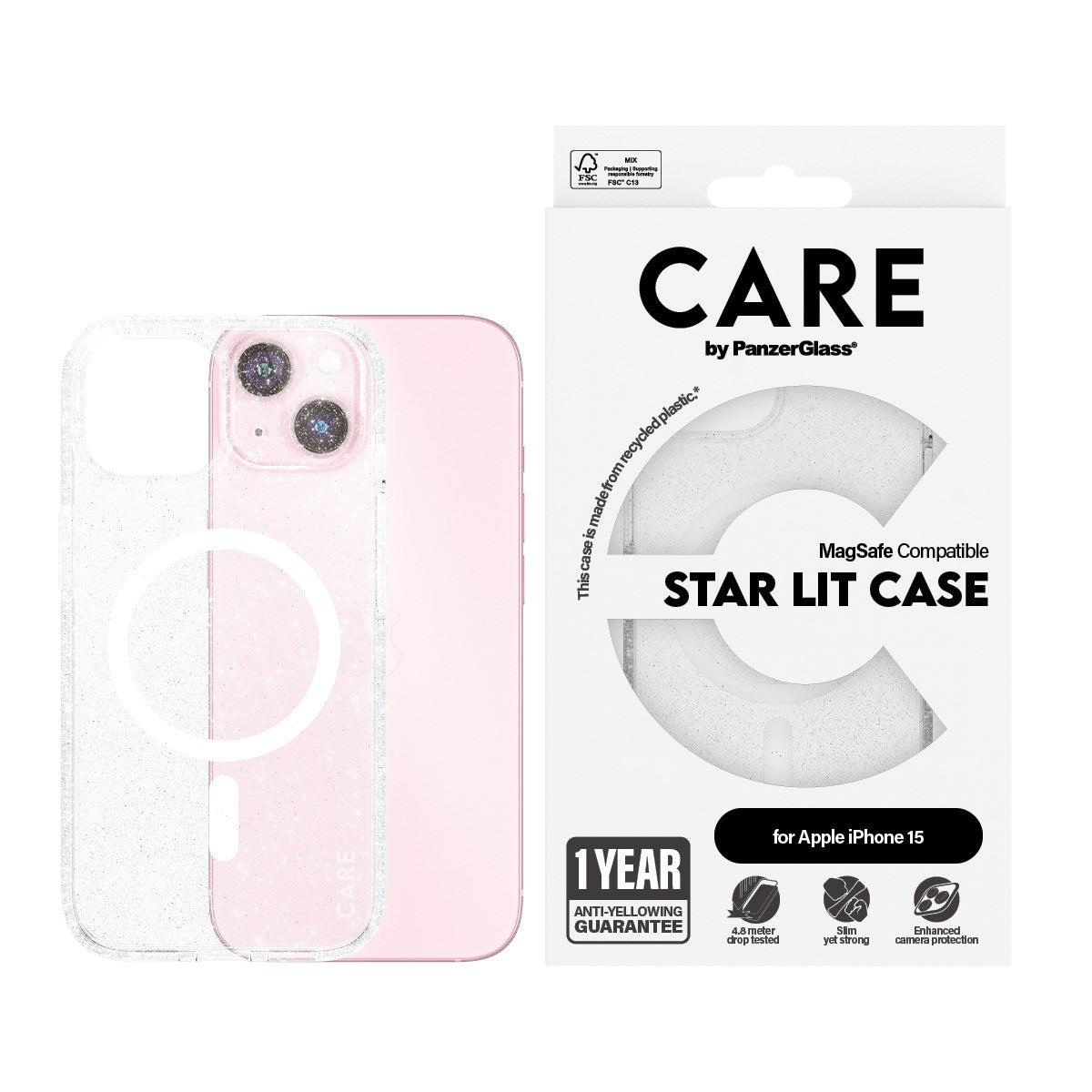 CARE by PanzerGlass® Flagship Case Urban Combat Star Lit w. White MagSafe iPhone 15